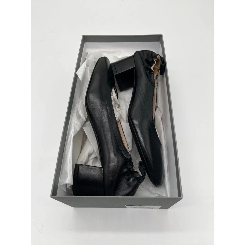EVERLANE The Italian Day Heel Black Leather Pump Elastic Heel Size 6 In Box